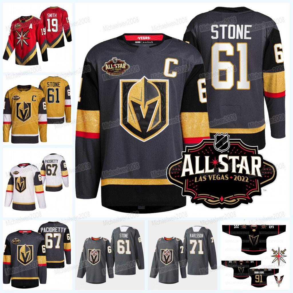 

Vegas Golden Knights 2022 All Star Jersey Mark Stone Ryan Reaves William Karlsson Max Pacioretty Jonathan Marchessault Reilly Smith Alex Tuch Jonas Rondbjerg, Youth with 2022 all star patch