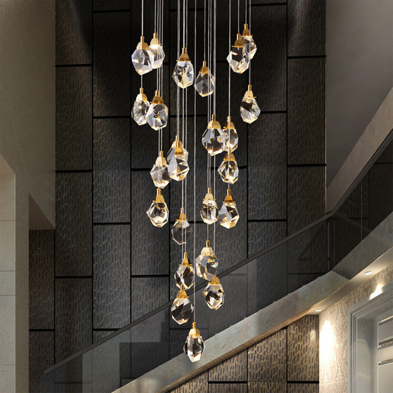 Lamps Stairwell Hanging Lighting Duplex led Cystal Pendant Light Postmodern Simple Living Room Crystal Pendant Lamp Dining Long Linear-image-666642869