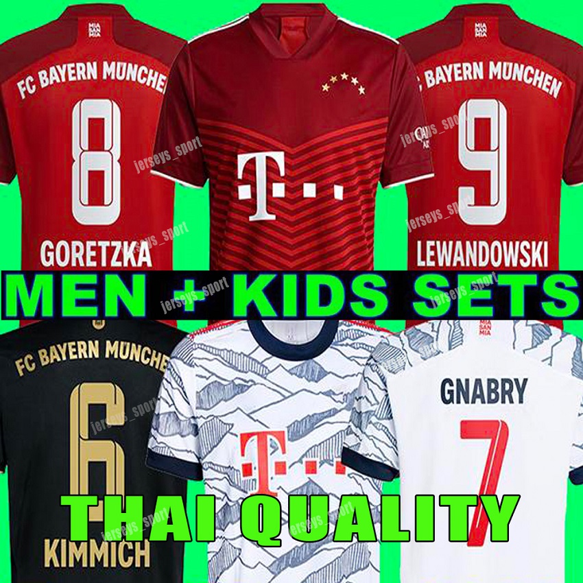 

21 22 FC Bayern Munich LEWANDOWSKI soccer jersey GORETZKA Fans Player version Home red SANE GNABRY COMAN MULLER DAVIES KIMMICH 2021 2022 Men, Black;yellow