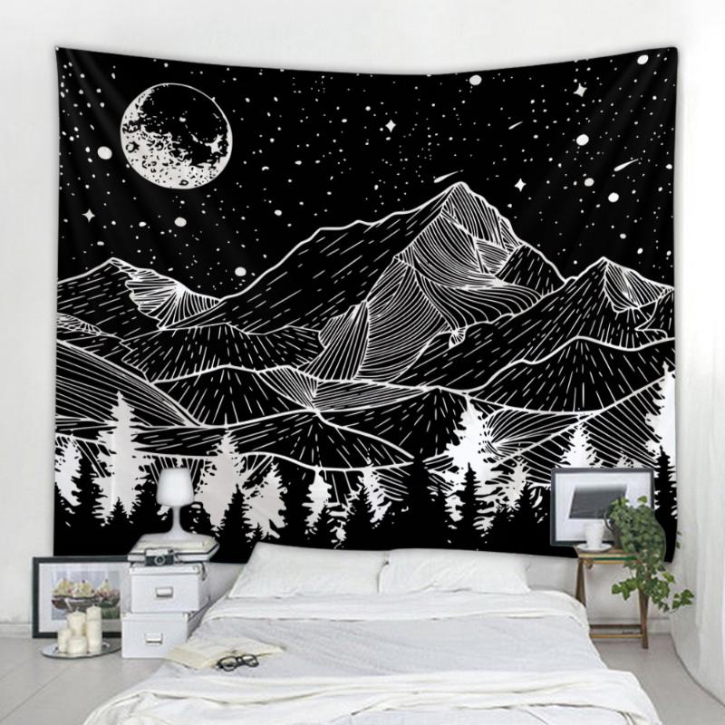 

Tapestries Mountains Under The Moonr Printing Big Wall Mounted Hippie Hanging Bohemian Tapestry Mandala Art Decoration