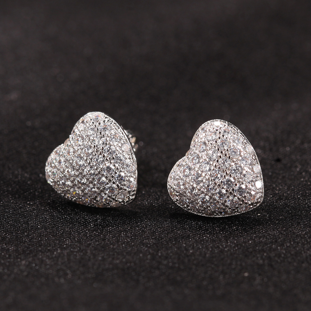 

Mens Hip Hop Stud Earrings Jewelry Fashion Gold Simulated Diamond 925 Silver Heart Earrings