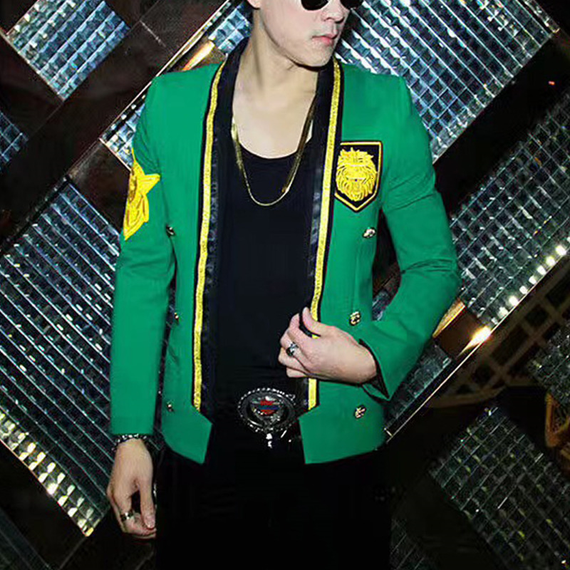 

2021 New Green Men Male Trend Hip-hop Blazers Man's Suit Autumn Night Coat Jacket Tide Bae Blazer Stage Costumes for Singers 11i9