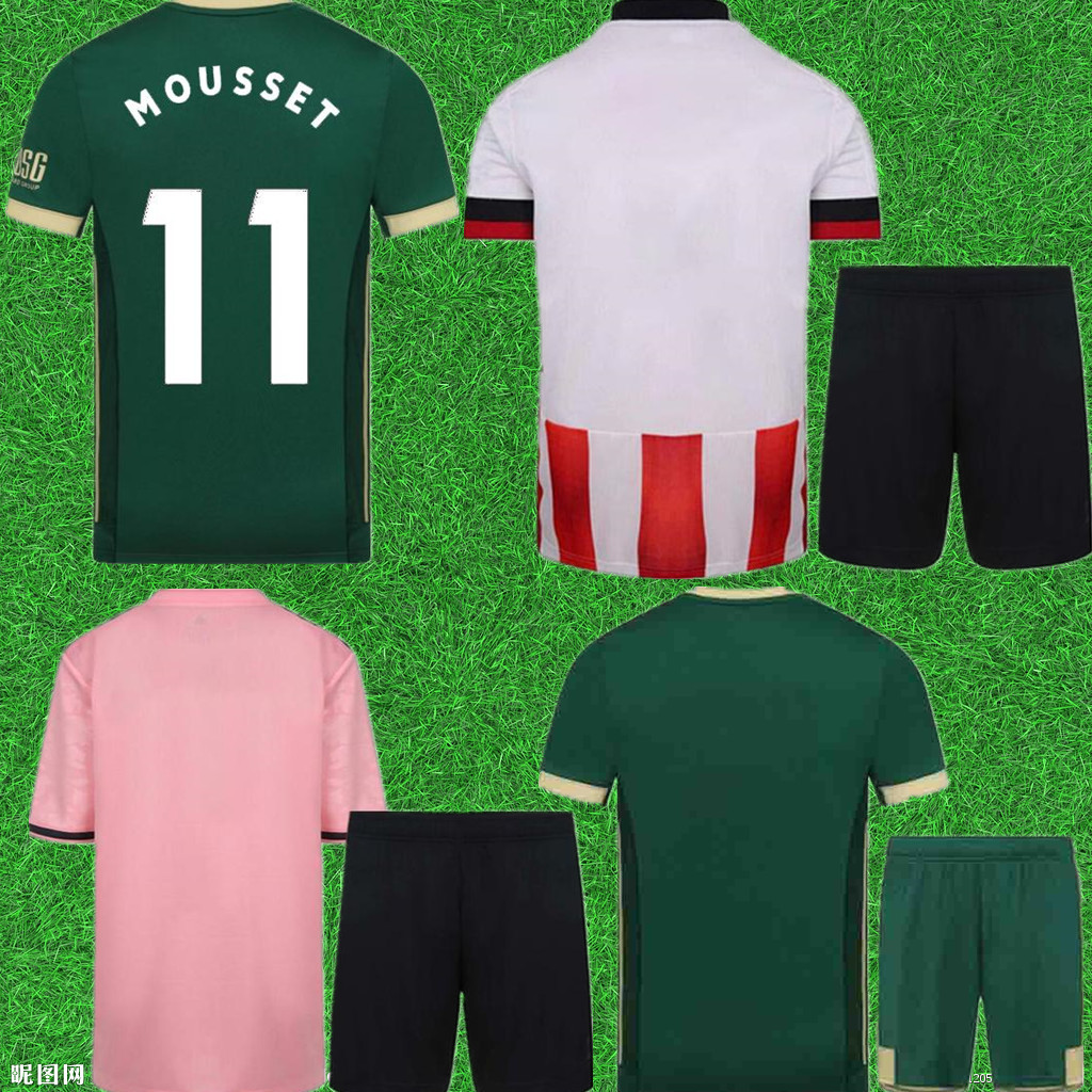 

kids 2021 Sheffield Soccer United Lys Mousset Jersey Set 9 Oliver McBurnie 7 John Lundstram John Fleck Enda Stevens Football Shirt Kits, Black