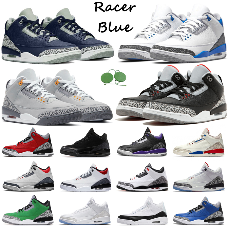 

2021 3s jumpman men basketball shoes 3 Racer Blue Midnight Navy Cement Black Cat Varsity Royal Cool Grey Court Purple mens trainers outdoor sports sneakers