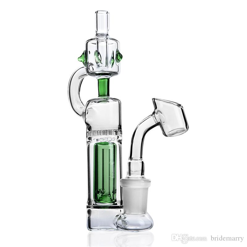 

Green Small Glass Water Bongs Hookahs Dab Rigs Percolater with 14mm Joint Banger Smoking Pipe