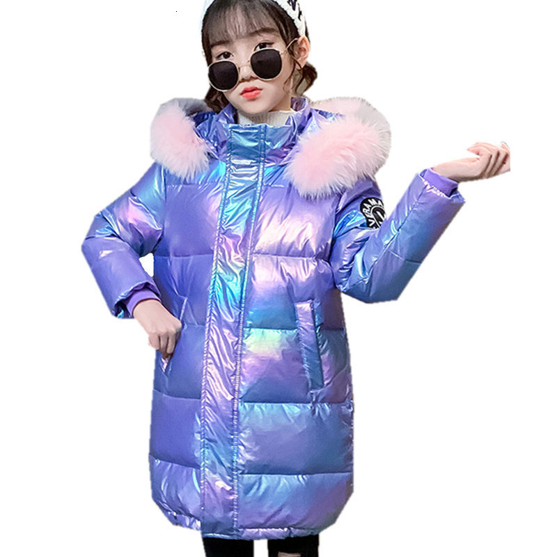 

2021 New Teenager Young Hot Girls Winter Coat Parka Outerwear Teenage Clothes Children with Luxury Leather Hood Jacket for 5 6 8 10-12 14 Ye, Blue;gray