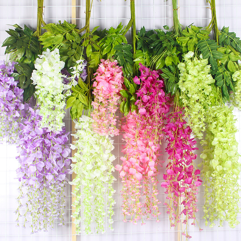

12 Pieces / Batch Wedding Decoration Artificia Fower Wisteria Fower Vine Hanging Wreath DIY Famiy Garden Office Decoration
