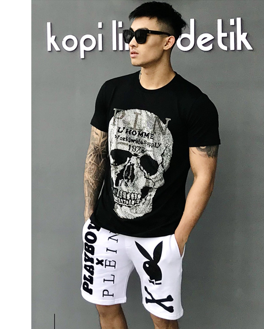 

PINK PARADISE PLEIN T-shirts Brand Designer Rhinestone Skull Men T Shirts Classical High Quality Hip Hop Streetwear Tshirt Casual Top Tees fszw5989, Black