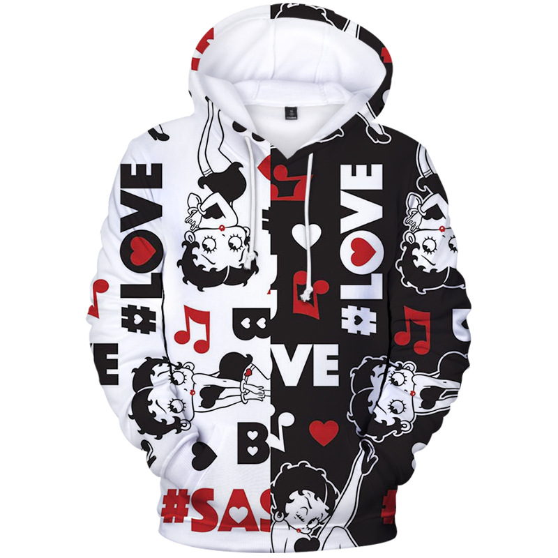 

2021 New Betty BOOP Hoodie Men Women Streetwear Coats Casual Sweatshirt 3D Printed Fashion Hoodies Boys/girls Betty Boop Hoodies, 010