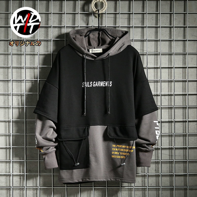 

2021 New Spring/autumn Sh Men's Sweater Fine Hip-hop Fashion Loosen Cargo Pocket Fleece Quilted Man's Jacket Harajuku Clothes Zkjs, Midweight