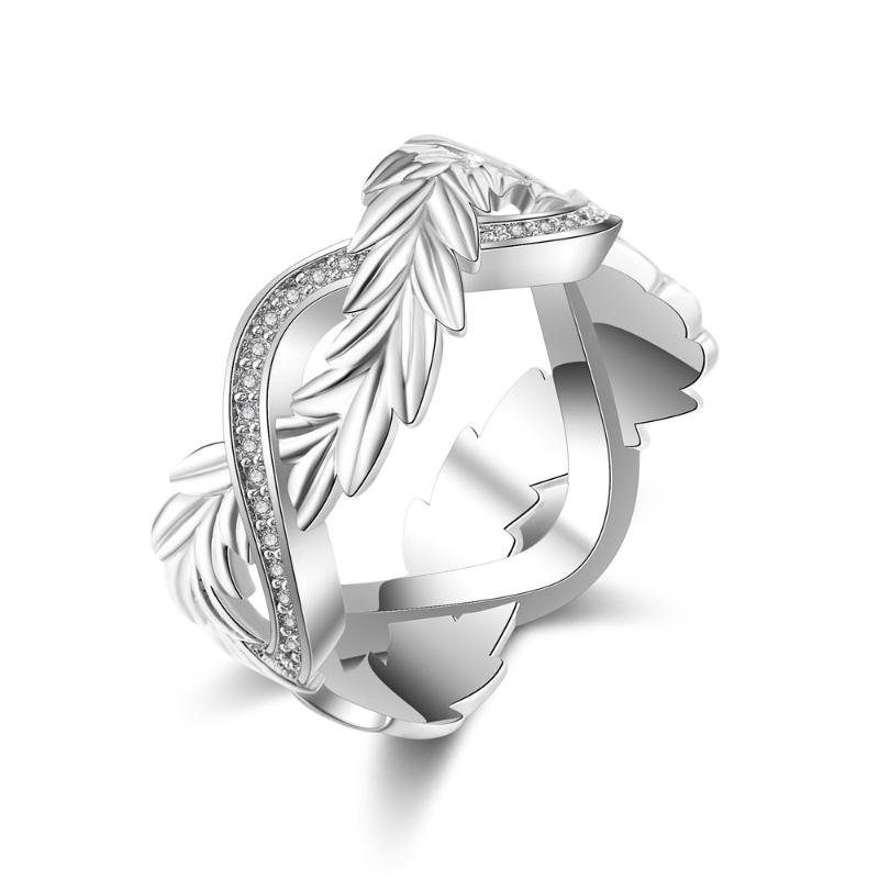 

Cluster Rings Wedding Engagement Leaf Design 925 Sterling Silver Finger Small Cubic Zirconia Crystal Jewelry For Women Girls