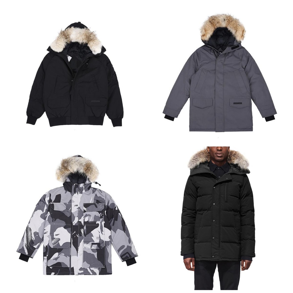 

Free EU VAT) US Men Winter Down Bomber Jacket Thicken Wolf Fur Fourrure Fluffy hoodie hoodies Coat Manteau Outdoor Classic Windproof Warm Parkas Size XS- E0601, Dustbag