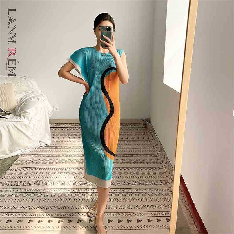 

Summer Vintage Dress Women Short Sleeve Printed Pattern Dresses Ladies Slim Party Clothes 2D1591 210526, Blue