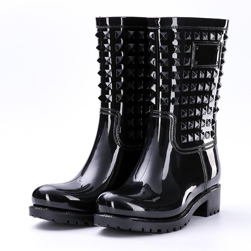 

Boots Women's Lady Duck Boot With Waterproof Zipper Rubber Sole Women Rain Lace Up Shoes Fur Winter, Black