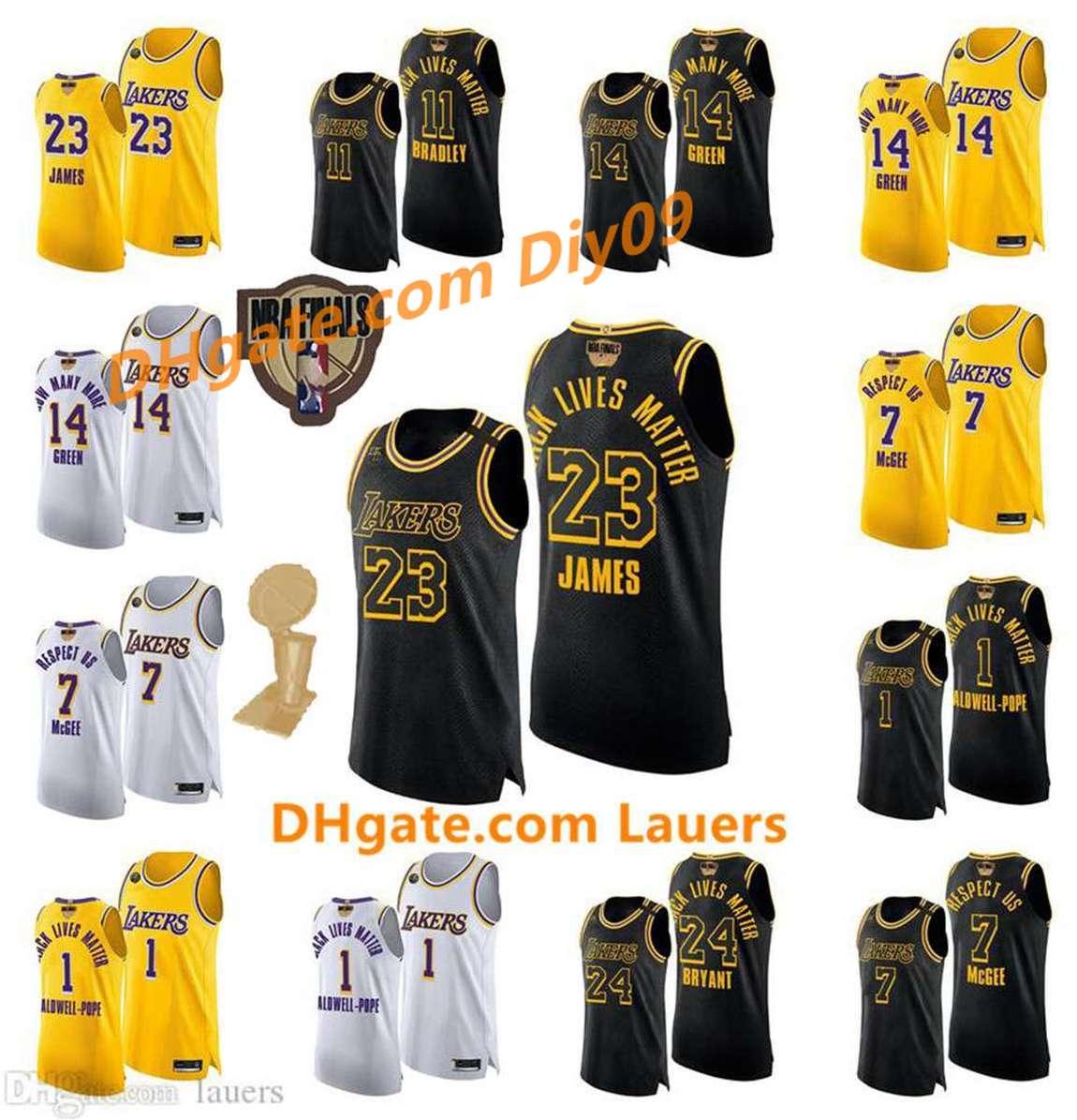 

Finals Champion Los Angeles Lakers Kobe Bryant Lebron James Black Lives Matter Caldwell-pope Mcgee New Basketball Jersey, Black;red
