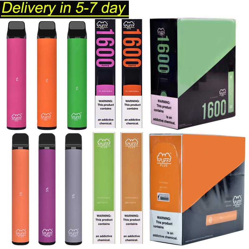 

Disposable E-cigarettes Puff Bar Plus XXL Vape Device 800 1600 Pre Filled Pods Cartridge Bars E-cigarette