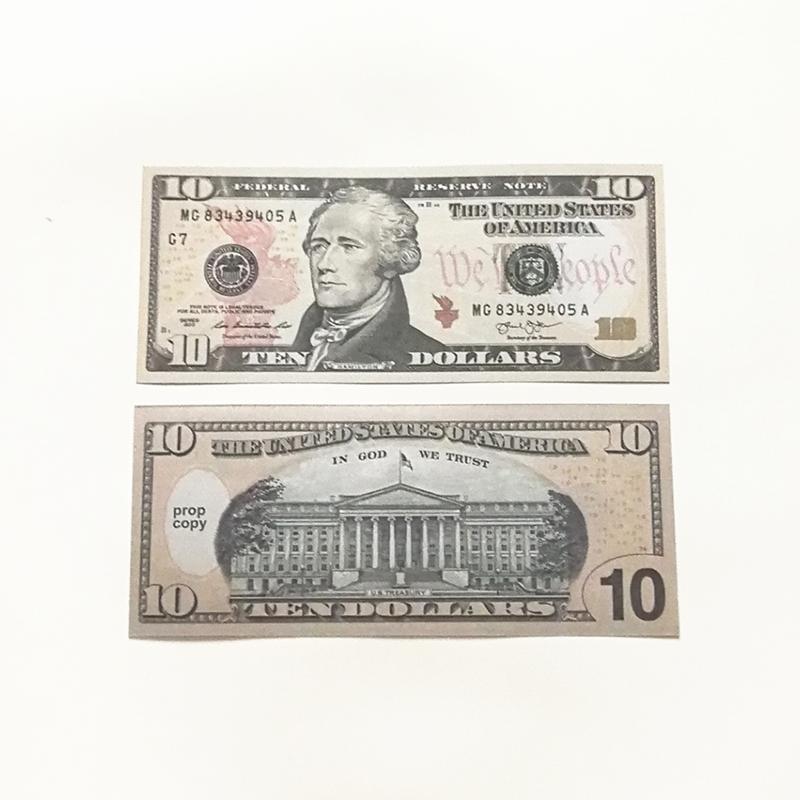 

party Replica US Fake money kids play toy or family game paper copy banknote 100pcs/pack Practice counting Movie prop 10 dollars