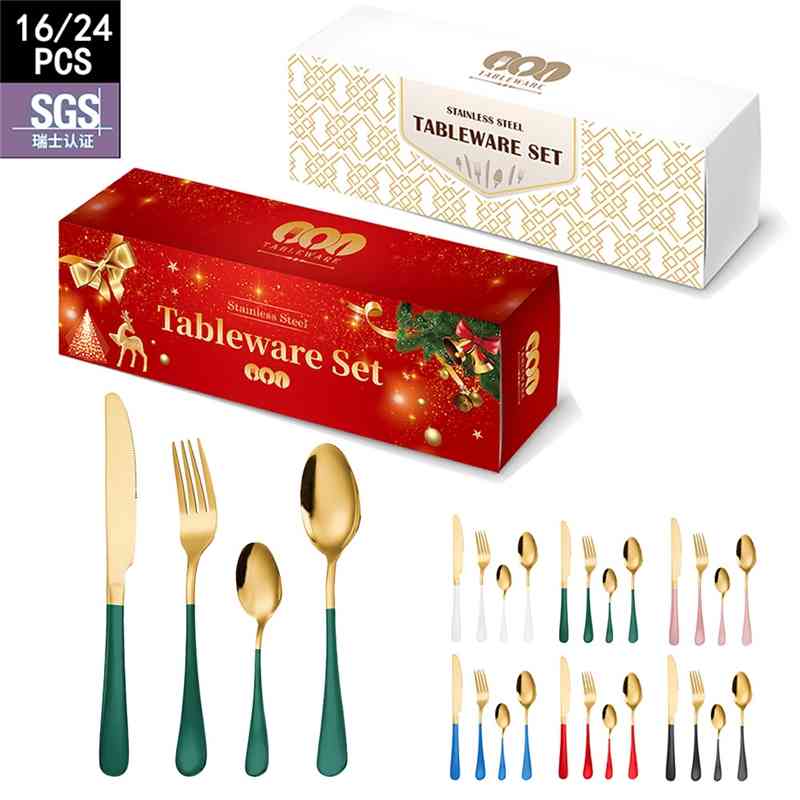 

16 / 24pcs stainless steel Christmas gift box for 1010 Western tableware steak knife, fork and spoon
