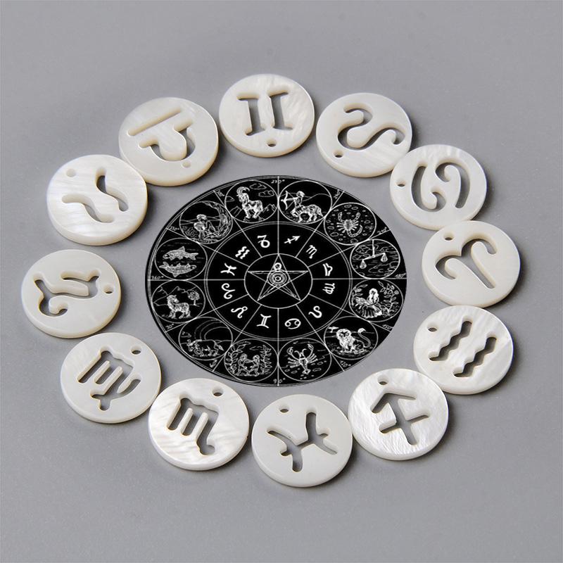 

Other 12 Zodiac Signs Natuarl White Mother Of Pearl Shell Constellation Beads For Jewelry Making DIY Bracelet Necklace Accessories
