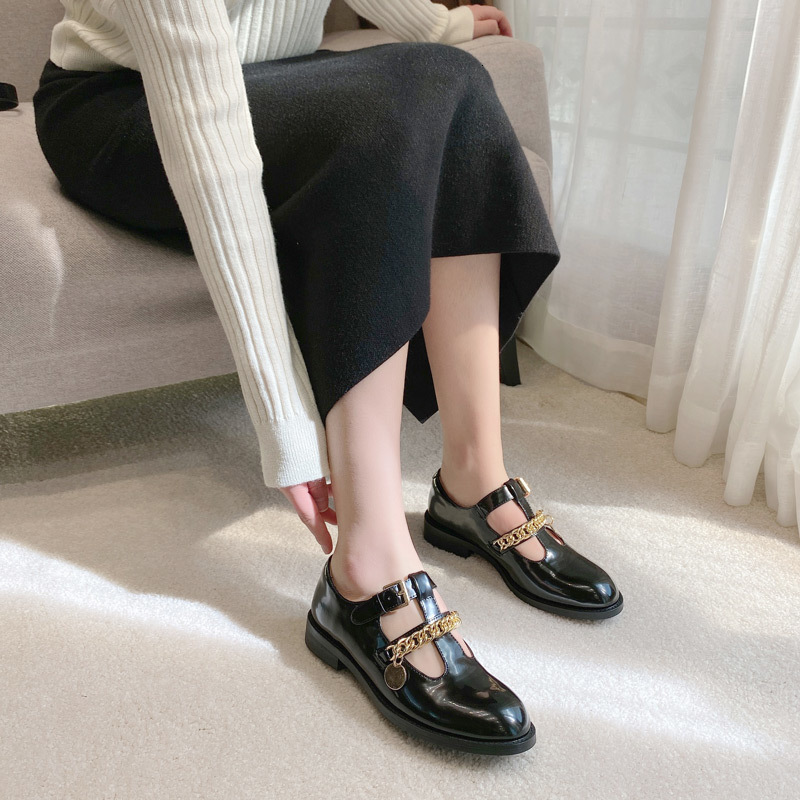 

New Japanese Luxury Retro Metal Current Jk Mary Jane Women's Shoes Spring 2021 Black Gothic Fashion High Street Mid-jump 1xda