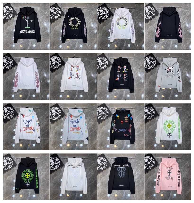 

graffiti Cross Leather Sanskrit Fashion print casual hooded ch zipper long sleeve sweater for men and women, White;black