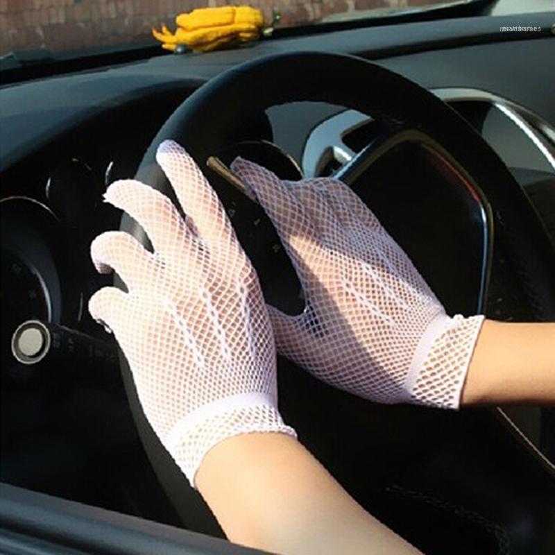 

Fashion Fishnet Gloves Women Summer UV-Proof Driving Glove Mesh Black White Nylon Solid Color High Quality Glove1