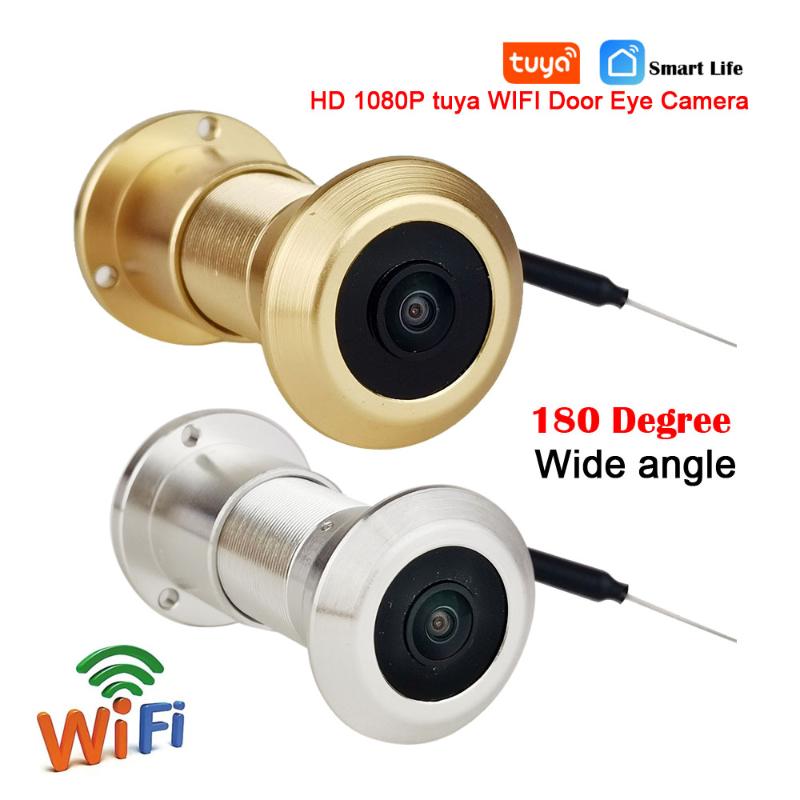 

Cameras Tuya Door Eye Camera HD 1080P Super Wide Angle Night Vision Mini Cat Wifi CamWith Mic With Card Slot