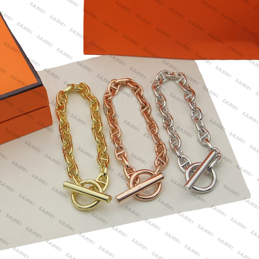 

Luxurys designers bracelet simple chain metal vintage bracelet female hollow-out personality OT button senior sense KSL Bracelete string Acc