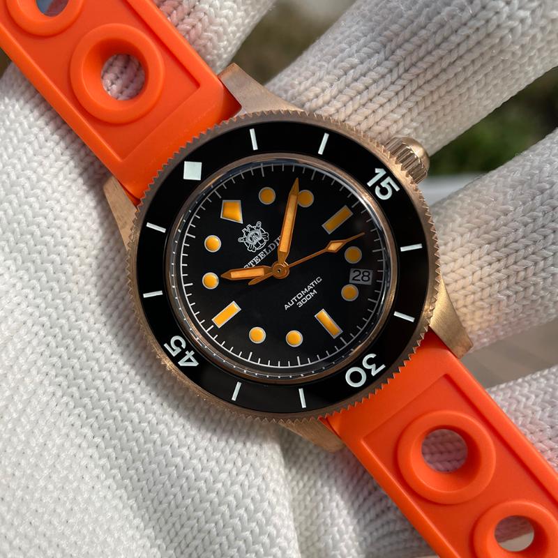 

Wristwatches STEELDIVE Official Men's Automatic Mechanical Wristwatch SD1952S Super Luminous NH35 Movement CUSN8 Bronze 300M Waterproof Watc, 52s-kn tc