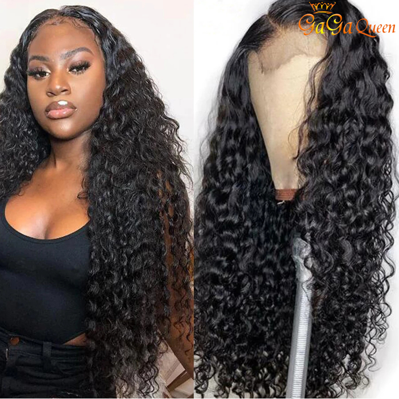 

30 Inch Water Wave Lace Closure Wigs 250 Density Brazilian Remy Human Hair Wet and Wavy 4x4 Lace Frontal Wig, 150% density