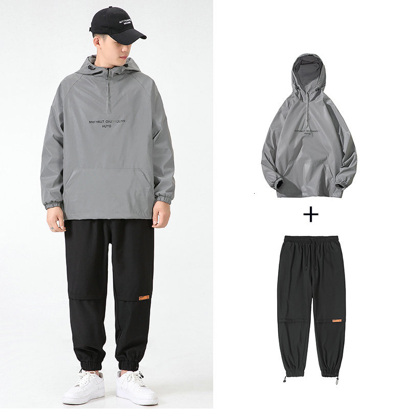 

New Dropshipping Patchwork Hip Hop Casual Men's 2021 Korean Style 2 Piece Sets Clothes Men Streetwear Fitness Male Tracksuit Rxy5 N1hp, Silver