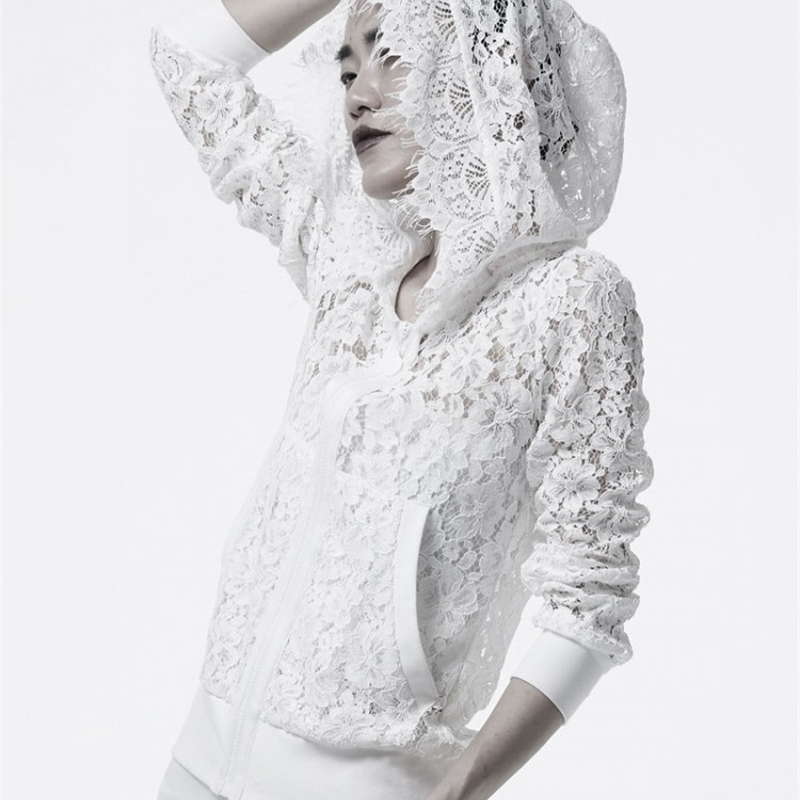 

Women Blouse Solid Lace Loose Scarf Kimono Cardigan Hollow Out Autumn Full Sleeve blusas mujer de moda 210601, White