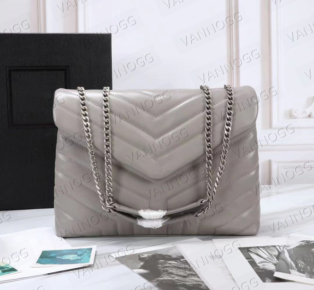 

VANNOGG square fat LOULOU bag Hot selling Designer purses handbags genuine leather women bags crossbody messenger chain bag high quality 25,32cm, Gift bags