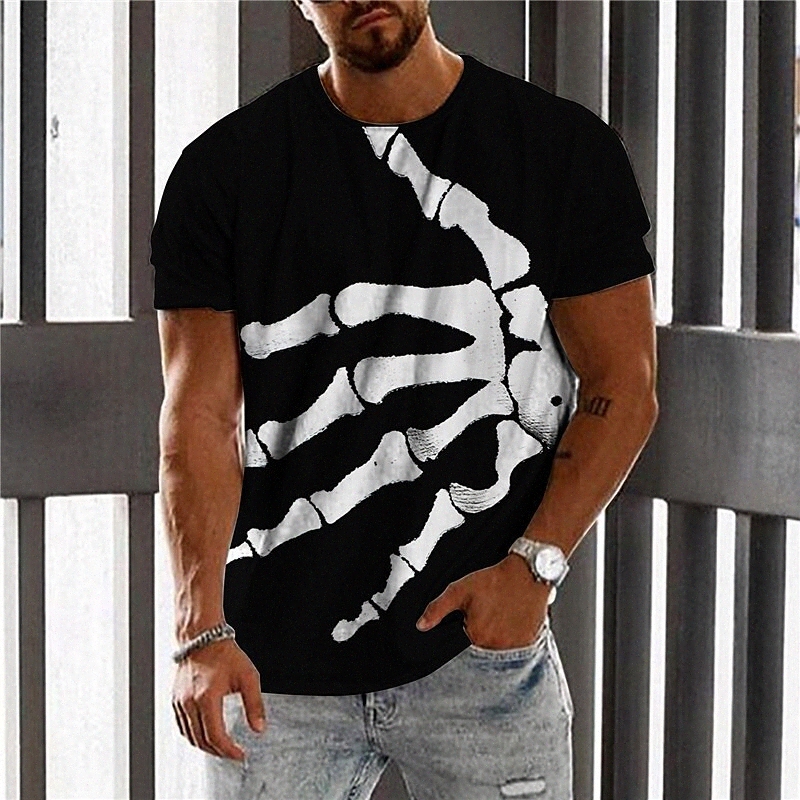 T-shirt Unisexe T-shirt 3D Imprimer Graphic Graphic Prêts Squelette Main Main Col Vacances quotidiennes Imprimé à manches courtes Tops Casual Des