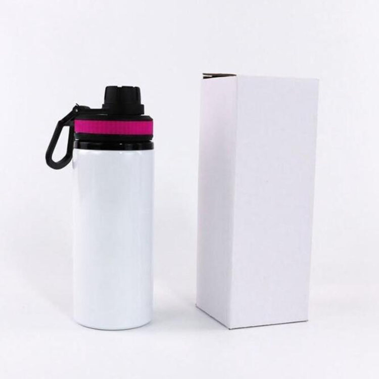 

5 color lids aluminum blank water bottle 600ml sublimation sport kettle heat transfer print DIY watter cups with handle