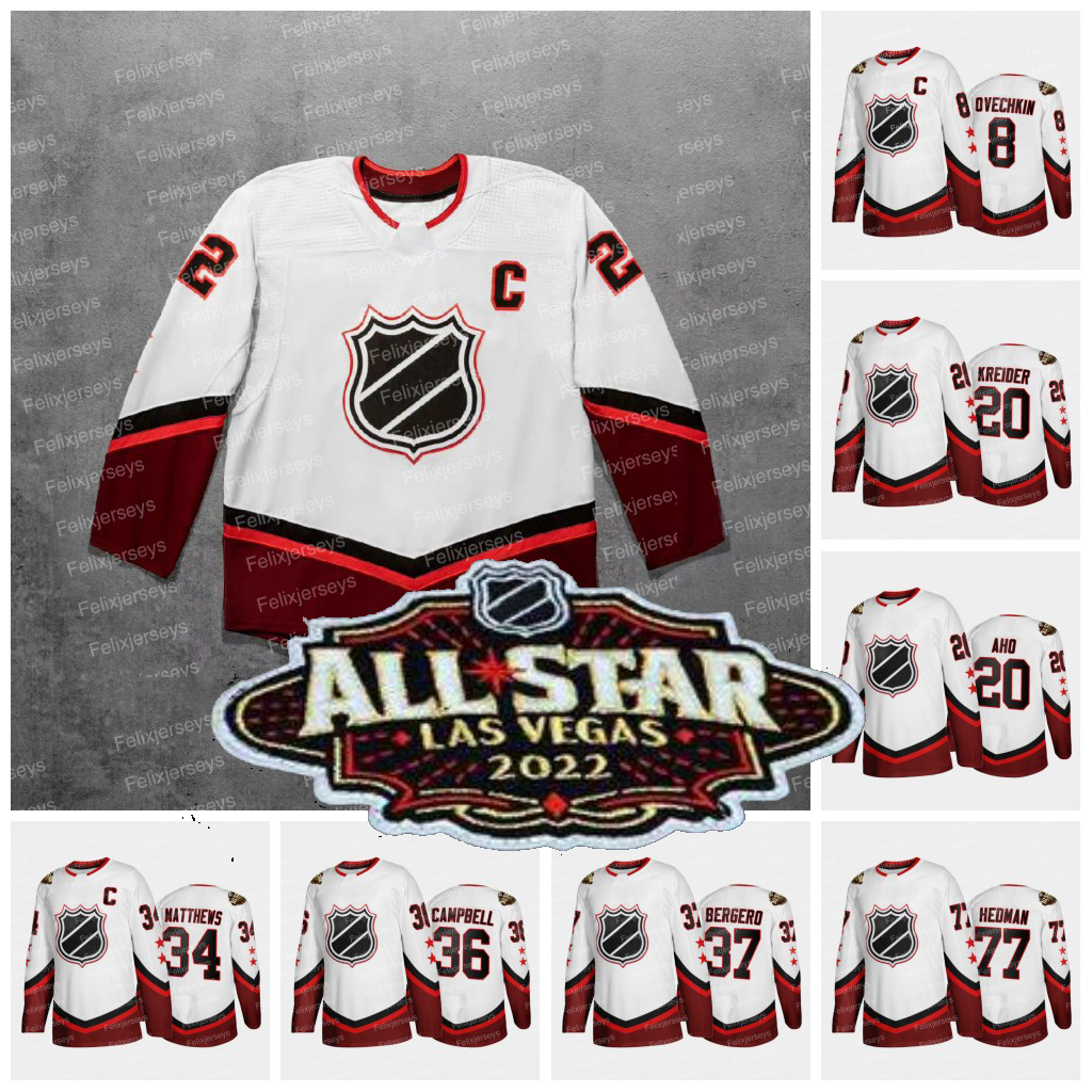 

20 Sebastian Aho 2022 All-star Game Jersey Jack Campbell Adam Fox Auston Matthews Alex Ovechkin Victor Hedman Jack Hughes Frederik Andersen Huberdeau Bergeron, 8 zach werenski