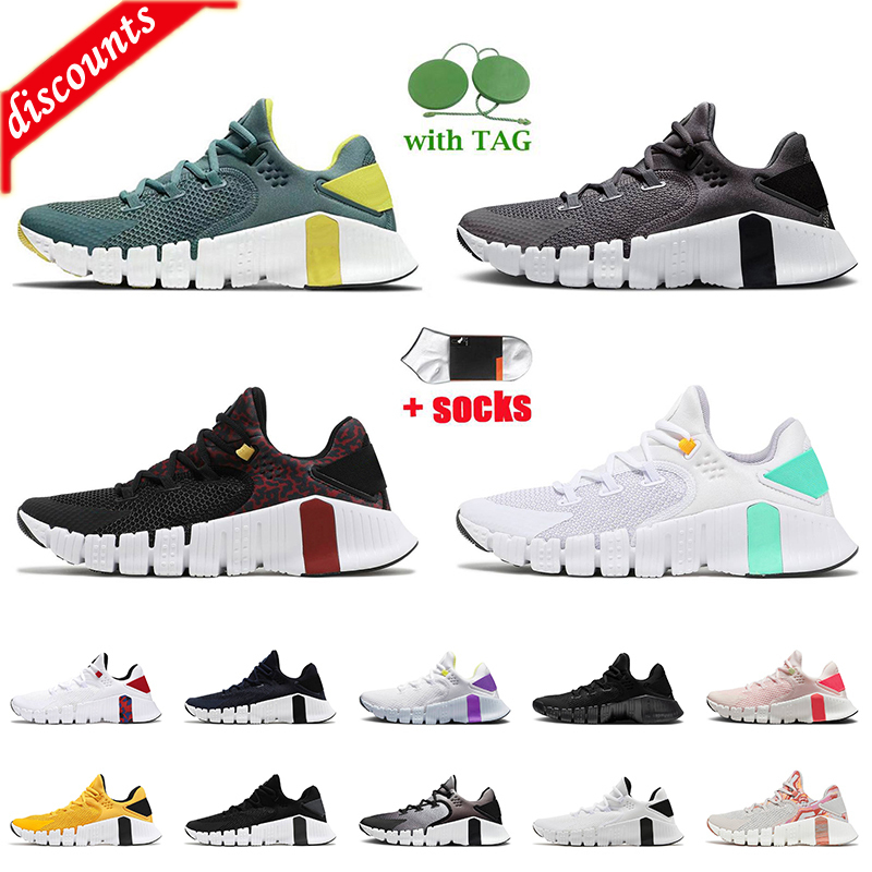 

Wholesale 2022 Mens Knit Free Metcon 4 Huarache Running Shoes Triple Black White Green Glow Iron Grey Desert Sand Veterans Day Marathon, D7 black white 36-45
