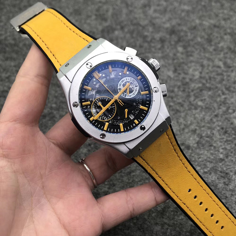 

0-1Mens watches quartz movement automatic date calendar all dial work leather rubber strap outdoor sports business montre de luxe designer