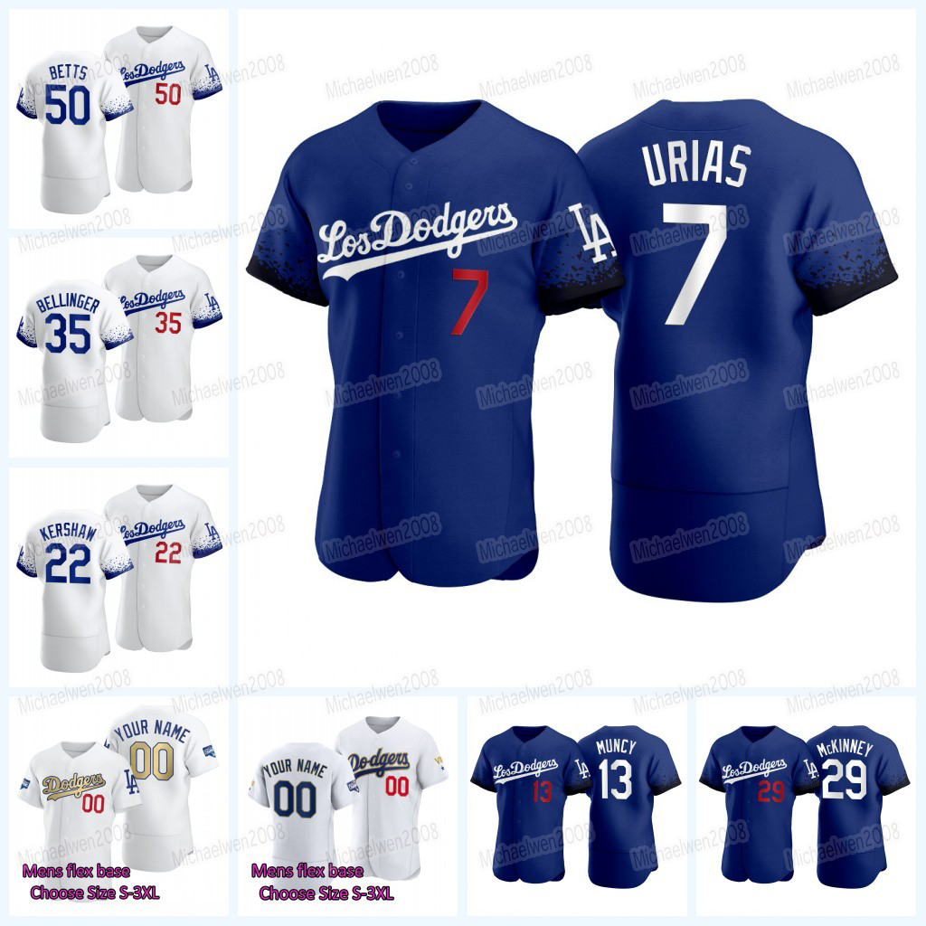 

Cody Bellinger 2021 City Connect Jersey Dodgers Julio Urias Max Scherzer Gavin Lux Mookie Betts Kershaw Chris Taylor Max Muncy Justin Turner, Blue;black