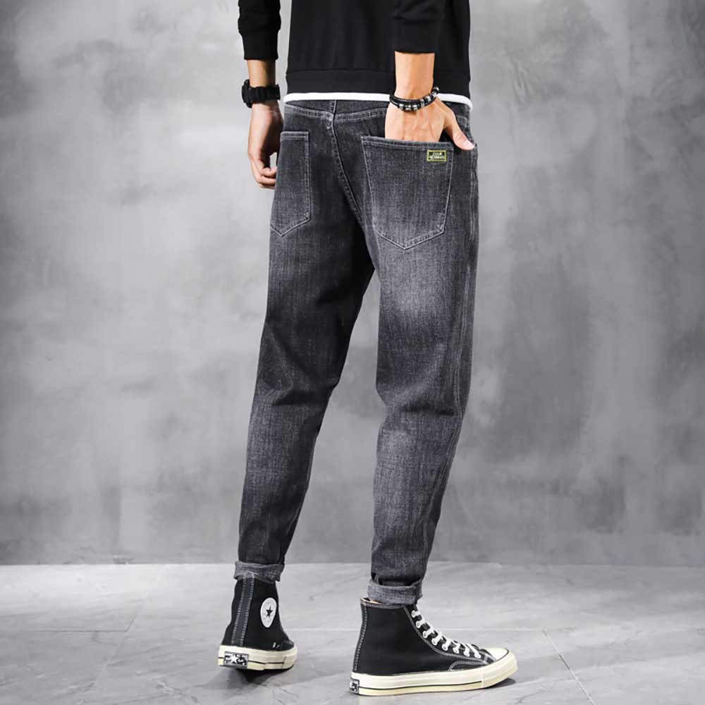 

2021 New Breen Harem in the Fashionable Casual of Men Thin Regular Street Denim Pants Vmr9, Blue gray