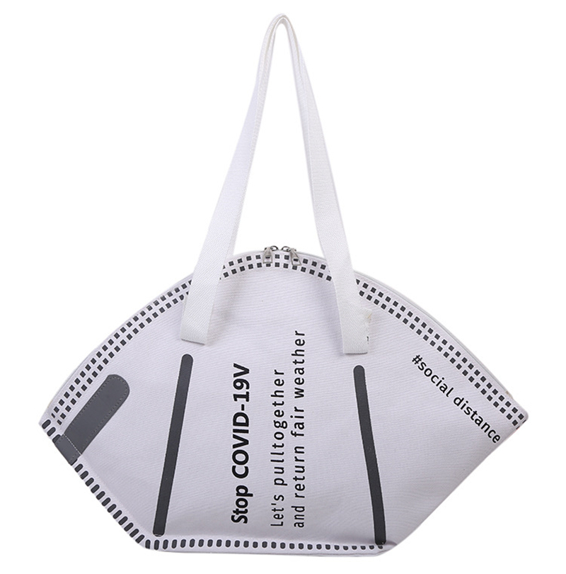 

PB0007 Fashion Personality Creative Face Mask Bag Shoulder Bags Handbag Large Capacity for Shopping Black White 2Colors