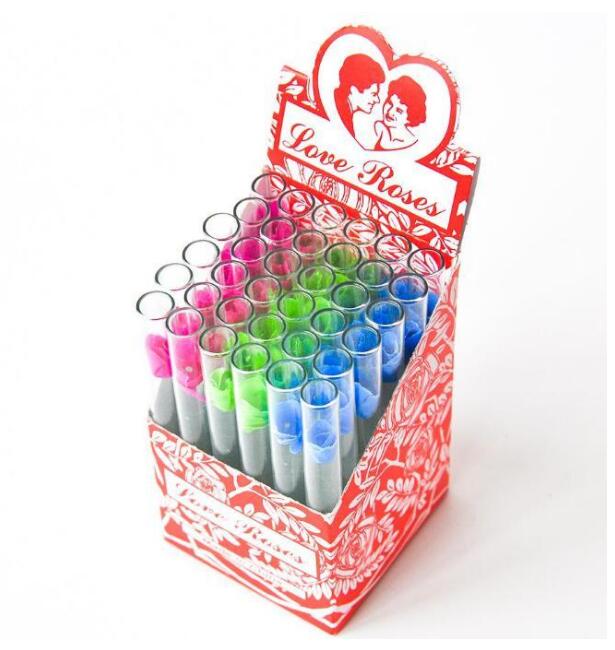 

2020 Love Rose Glass Tube With Plastic Flower Inside 36pcs in one box glass smoke pipe tobacco pipe smoke accessory#144