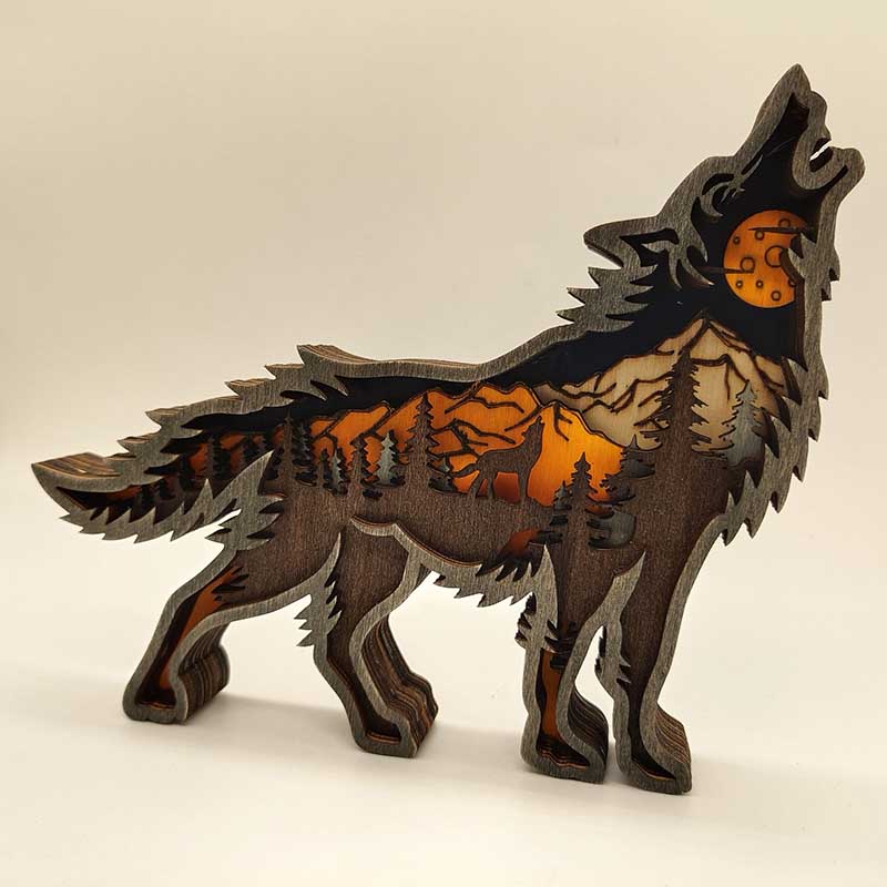 

Wild Wolf Craft 3D Laser Cut Wood Material Home Decor Gift Art Crafts Forest Animal Table Decoration Wolf Statues Ornaments room decorating