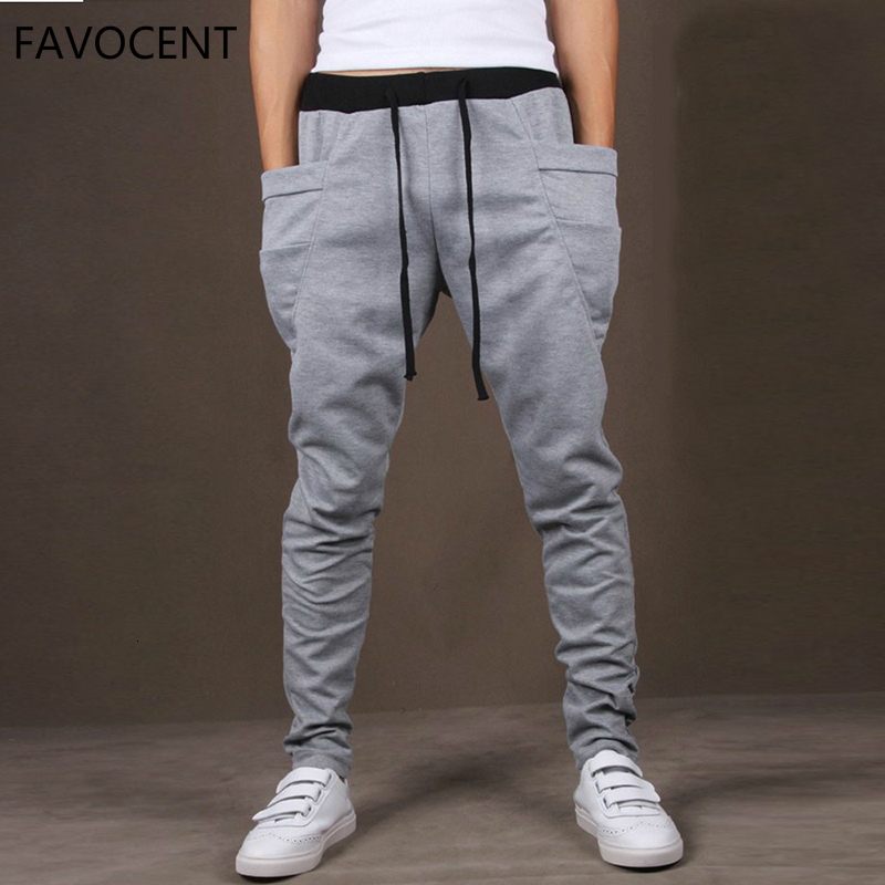 

2021 New Casual Men Fashion Big Pocket Hip Hop Harem Pants Quality Outwear Sweatpants Soft Mens Joggers Men's Trousers Pantalones 7ljm, Black