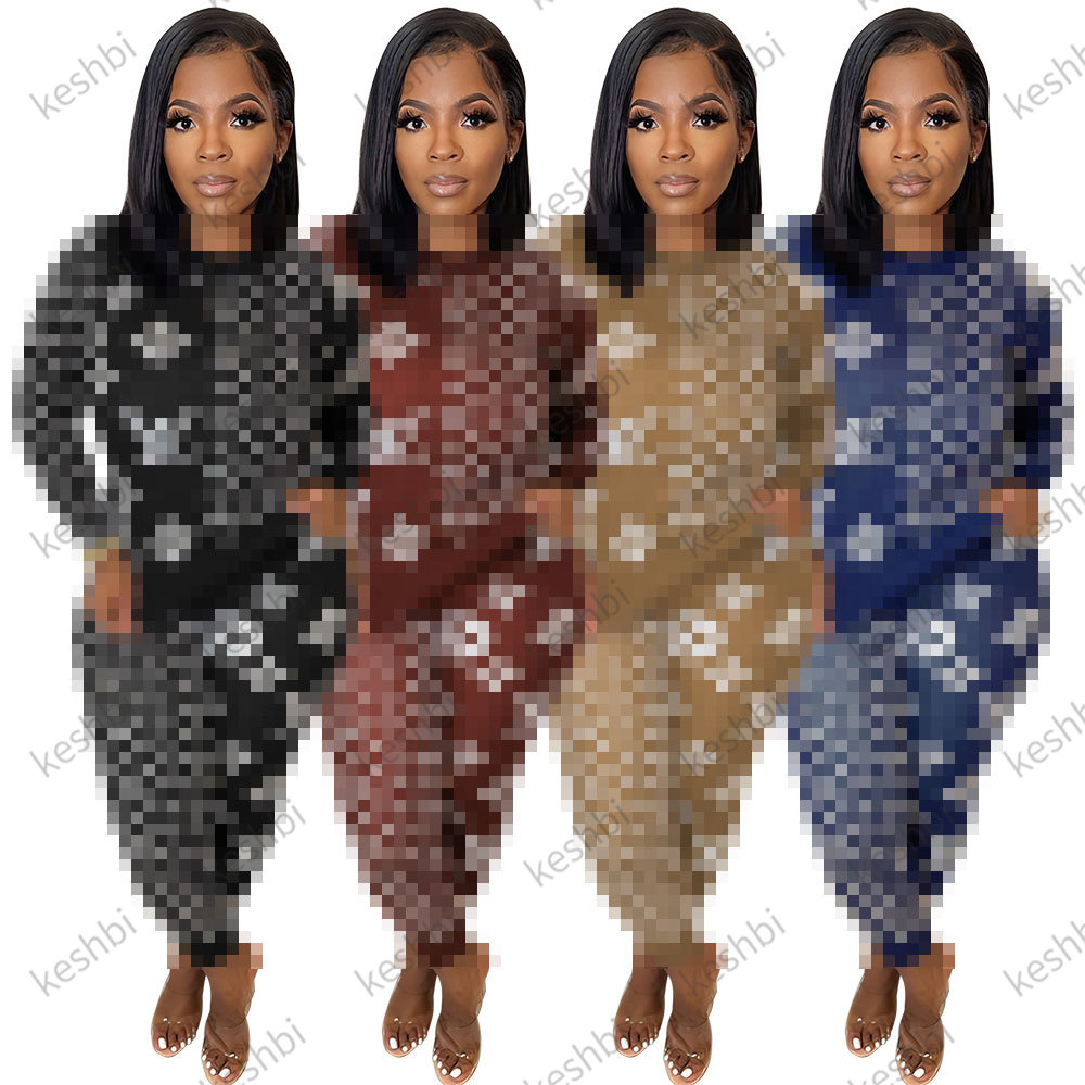 

Fashion Women' Sports Tracksuit Luxury Designer High Quality Long Sleeved Casual Round Neck Sweatshirts Pants Jogging Suit, Black