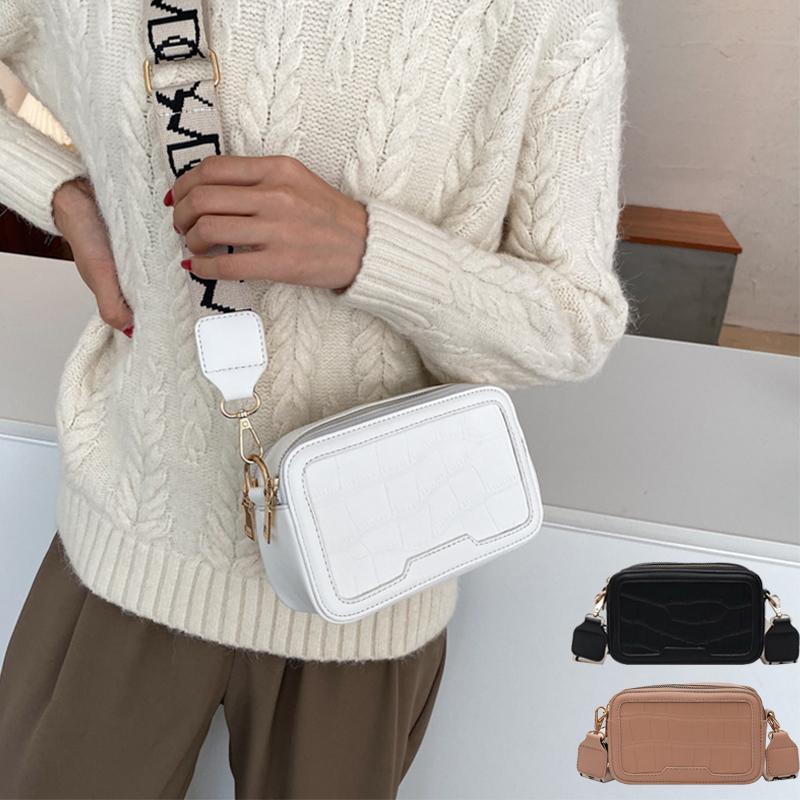 

Shoulder Bags 2021 Simple Elegant High Quality Women Wide Strap Designer Leather Females Crossbody Phone Package, C-2