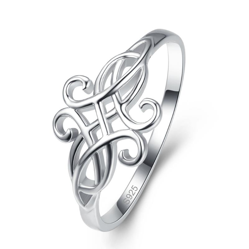 Cluster Rings Vintage 2MM Wide Hollow Pattern Ring 925 Jewelry Sterling For Women With Size 6/7/8/9-image-711392866