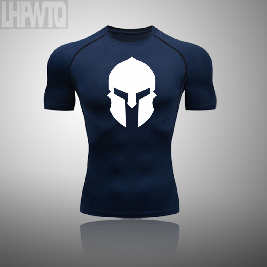

2021 Spartan Men Tight T-Shirt Compression Stretch Sport T-Shirt Lycra Tight Running Short Sleeve T-Shirts Men's Sportswear C0308, White;black