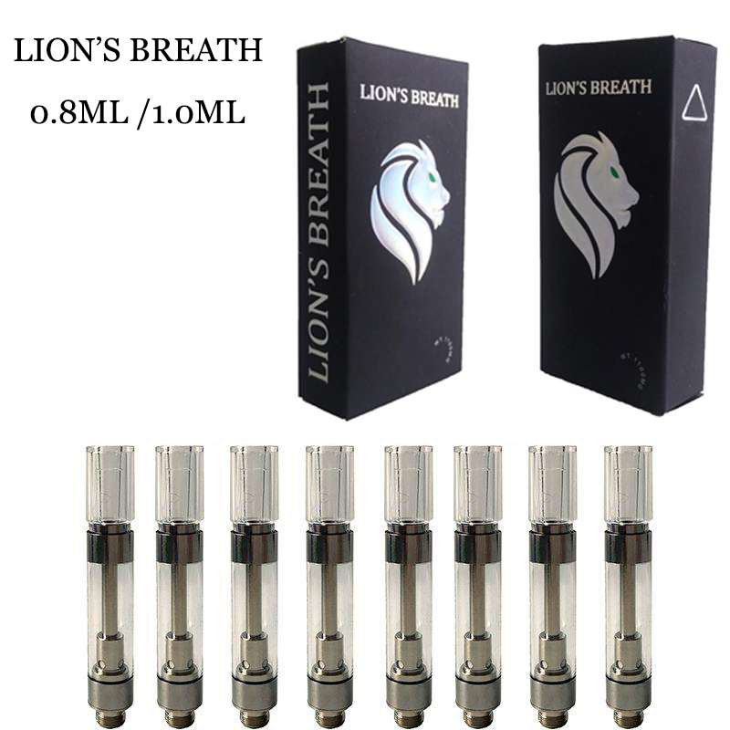 

lions breath carts Ceramic vape cartridge 0.8ml 1.0ml Glass Thick Oil Tank No Leakage Atomizer Diamond Packaging