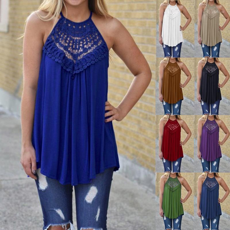

Ladies Shirt Women Hollow Halter Vest Summer Sleeveless Embroidery Splid Casual Loose Female Tee Tops Street Tank Camisoles & Tanks, Red